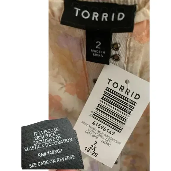 TORRID Babydoll Challis Corset Top NWT Size 2X - Picture 8 of 10